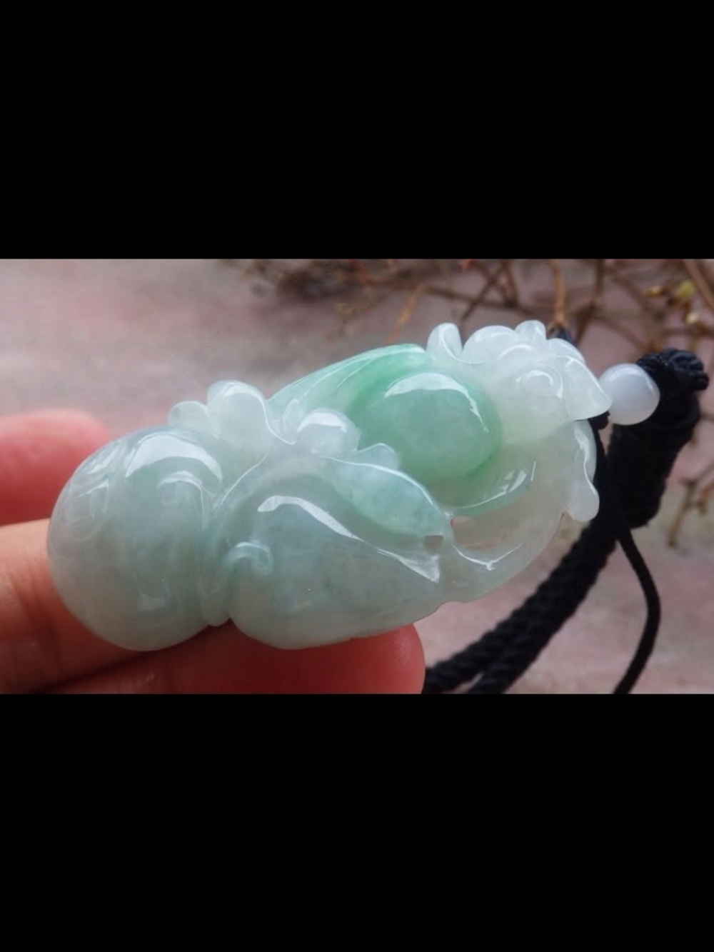 Elegant Certificate Jadeite Jade Green Gourd flower Owl Pendant
